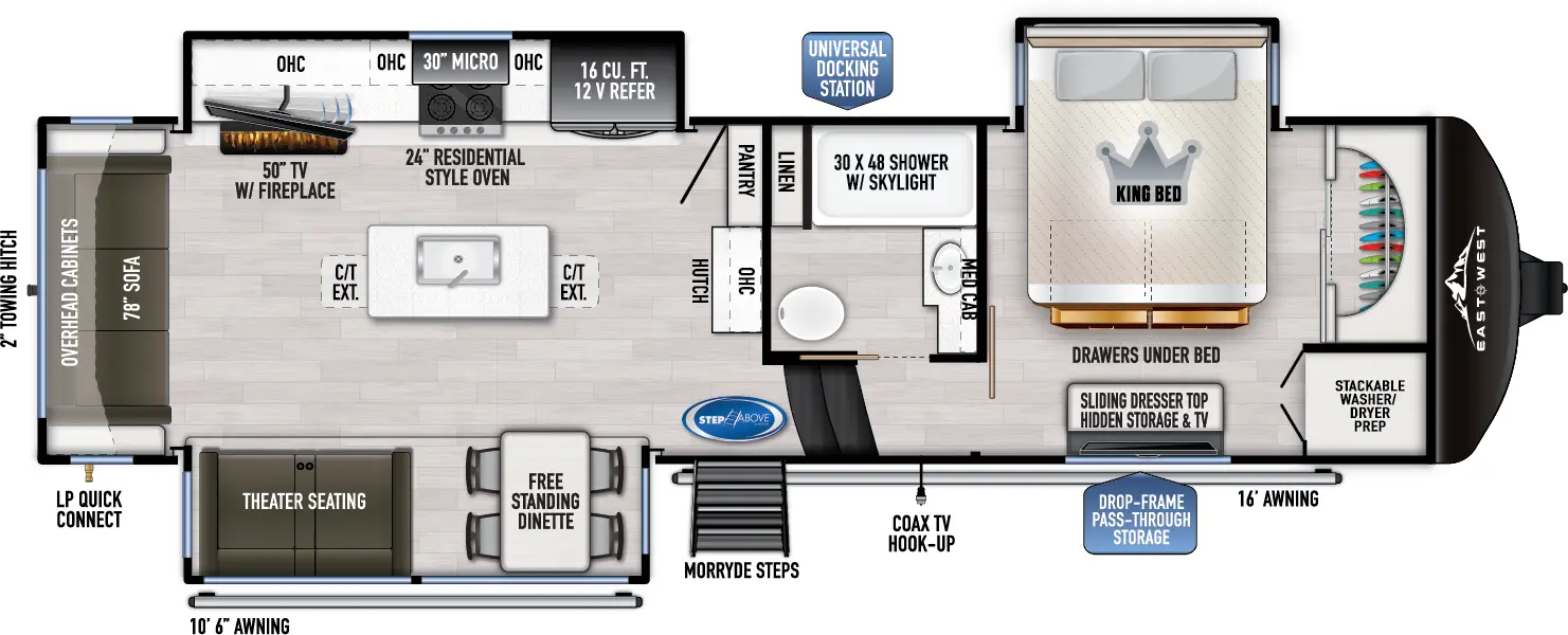 Ahara 325RL Floorplan - East to West